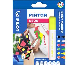 [572480] PILOT Etui de 6 Marqueurs à Pigment PINTOR Pointe Moyenne Fluo