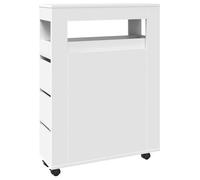 572496& Meuble étroit de salle de bain à roulettes - Chariot De Rangement, blanc