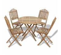 57495&Mode Ensemble à manger d'extérieur pliable - 5 pcs - (Table et 4 chaises de jardin) - Bambou - 80x70 cm