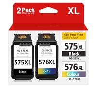 575 576 XL Cartouche Encre Compatible pour Canon PG-575XL CL-576XL | Multipack Noir et Couleur | Haut Rendement XL | pour Canon PIXMA TS3550i TS3551i TR4750i TR4751i | 2 Cartouches
