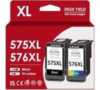 575 576 XL Cartouches d'imprimante, PG 575XL CL 576XL Noir Remplacement pour Cartouches Canon d'origine 575 576XL Multipack pour Canon Pixma TS4755i TS3550i TS3551i TS3750i TR4750i TR4751i(575 576XL)