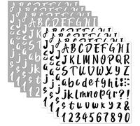 576 Pièces 8 Feuilles Lettre en Vinyle Auto-Adhésif, Autocollants de Numéro Alphabet, Autocollants de Lettre de Chapeau de Graduation pour Signe Porte Numéro d'Adresse (Noir, Blanc, 1 Pouce)