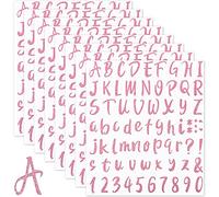 576 Pièces 8 Feuilles Lettre en Vinyle Auto-Adhésif, Autocollants de Numéro Alphabet, Autocollants de Lettre de Chapeau de Graduation pour Signe Porte Numéro d'Adresse (Rose Pailleté, 1 Pouce)