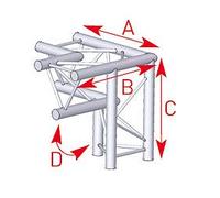 ASD 57ASX32 / Angle 3 départs 90° pied gauche lg 0m50 x 0m50 x 0m50
