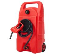 57L Réservoir Carburant Avec Roues, Jerrican Essence Avec Tuyau 3 m, Rouge