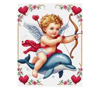 57lilina Kit Broderie Point de Croix Debutant Cupidon Dieu de l'amour - 36x46 cm Canevas Kit Complet Adulte pour Loisirs Créatifs Activité Manuelle Cadeau, Pré Imprimé 11CT Cross Stitch Embroidery Set