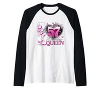 57th Birthday Queen Pink Wine 57 Years Old Women Girls Manche Raglan