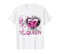 57th Birthday Queen Pink Wine 57 Years Old Women Girls T-Shirt