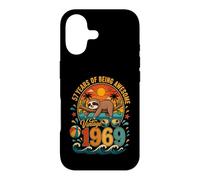 57th Birthday Retro Sloth Tropical Vintage 1969 57 Years Old Coque pour iPhone 17