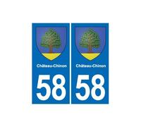 58 Château-Chinon blason autocollant plaque stickers ville - Angles : droits