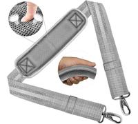 58 Inch Universal Shoulder Strap with Fixed Ultra-Thick Padding and Double Balancing Loops for Briefcase, Travel Bag, Sports Bags, Laptop Bag, Shoulder Bag, Silver Grey Argenté