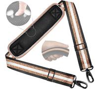 58 Inch Universal Shoulder Strap with Fixed Ultra-Thick Padding and Double Balancing Loops for Briefcase, Travel Bag, Sports Bags, Laptop Bag, Shoulder Bag, Black Gold Noir