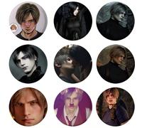 58 mm Nouvelle broche bouton mignon en forme de cœur avec nœud rose de Leon Kennedy, accessoire créatif du jeu Evil pour sac, cadeau pour amis style 1,style 2,style 3,style 4,style 5,style 6,style 7,s