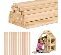 58 Pcs Bâtons de Bois Naturel, Bâtonnets de Boiss 300mm x 6mm x 6mm, Tiges en Bois de Balsa Carrées, pour DIY Fabrication de Modèles Artisanaux Bricolage Décoration Bandes de Boiss Solides