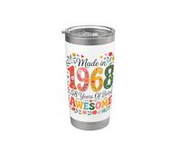 58 Year Old Made in 1968 Retro Floral 58th Birthday Women Gobelet isotherme en acier inoxydable double paroi
