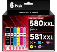 580 581 Cartouches d'encre compatibles avec Canon PGI-580 XXL CLI-581 XXL pour Pixma TS8150 TS8151 TS8152 TS8250 TS8251 TS8252 TS8350 TS8351 TS8352 TS9150 TS9150 Lot de 6 vernis, avec photo bleue)
