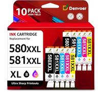 580 581 Cartouches d'encre compatibles pour avec Canon PGI-580 CLI-581 XXL | Compatible Cartouche pour Canon 581 580 pour TR8550 TR7550 TR7500 TS705 TS6350 TS6150 TS9550 TS6250 TS8250 TR8500 (10-Pack)