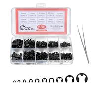 580 pièces de clips E-Clips, ensemble de rondelles de retenue, M1.5-M10, rondelles de retenue E-Clip en acier au carbone, assortiment de rondelles de retenue pour arbres, roulements, engrenages