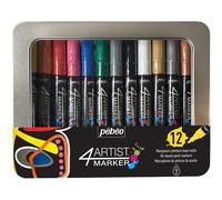 [580500] Pébéo Boîte métal 12 Marqueurs peinture 4ARTIST pointe ogive 4 mm