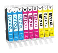 581 XXL CLI-581XXL Cartouches d'encre Compatible avec Canon 581 580 CLI-581 pour Pixma TS705a TS6250 TS9550a TS6150 TR7650 TS6350 TS8150 TS8250 TS6351 TS8151 Imprimante (3 Cyan, 3 Magenta, 3 Jaune)