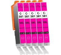 581XXL Cartouches Magenta compatibles avec Canon CLI-581 XXL pour Pixma TS705 TS705a TS6350 TS6350a TS6351 TS6351a TS6300 TR8550 TS9550 Multipack 5 Cartouches d'encre 581 XXL