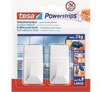 [58272-00000-00] tesa Pack 2 Crochets Powerstrips LARGE Rectangle 2Kg Blanc