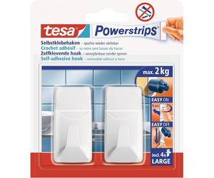 [58272-00000-00] tesa Pack 2 Crochets Powerstrips LARGE Rectangle 2Kg Blanc