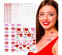 584pcs Autocollants Strass C?ur Lèvres À Paillettes Rose Rouge Sticker Auto-Adhésif Tatouages Temporaires De Visage Corps Tatouage Personnalisé Décoration Diy Pour Fête Soirée Anniversaire Mariage