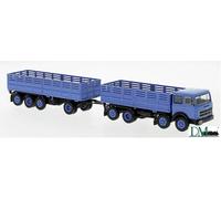 58530 Brekina Ho Fiat 691 Mille-Pattes Camion Avec Remorque Bleu Scale H0 1:87