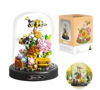 588PCS Blocs De Construction en Forme De Fleurs, Mini-Bloc De Construction en Forme d'abeille, Blocs De Construction en Forma D'Insectes avec DôMe Et Base Anti-PoussièRe Cadeaux pour Enfants Adultes