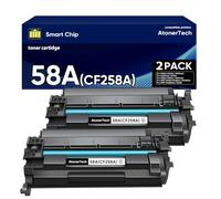 58A/CF258A Lot de 2 cartouches de toner de rechange pour HP 58A 58X CF258X | Fonctionne avec les imprimantes HP MFP M428fdw M428dw M428fdn M404n M404dn M404dw M406 M430 (avec puce)