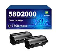 58D2000 Cartouche De Toner Compatible pour Lexmark MS725dvn MS821dn MS821n MS822de MS823dn MS825dn MS826de MX721ade MX722ade MX722adhe MX822ade MX826ade Imprimante,Black-2 Pack