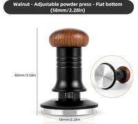58mm Coffee Tamper 30lbs Calibrated Spring Loaded Tamper Adjustable Depth Espresso Tamper with 304 Stainless Steel Base Ergonomic Walnut Wood Handle