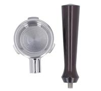 58mm Porte - filtre Bottomless, Poignée en Bois Massif, Panier Inox Détachable - Optimisez l'Extraction Café, Compatible, Nettoyage Facile et Usage Durable (F Bois de santal)