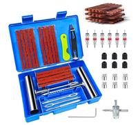 58PCS Kit de Réparation de Pneu - Professionnels Portable Voiture Outils de Réparation, Réparation Rapide sans Démontage de pneus pour Auto, Motos, VTT, Tracteurs, SUV, Jeep, Camping-Cars, Camions