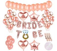58pièces de ballons EVJF or rose pour femmes Set:ballons Lettres d'hélium bannière &30 latex ballons &15 confettis ballons &4 ballons de coeur d'étoile pour la partie Décoration de poule de fille Amie
