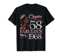 58th Birthday Black Queen Chapter 58 Fabulous Since 1968 T-Shirt