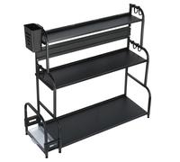 58x22x60cm Etagère à épices à 3 niveaux, Meuble de cuisine style coins arrondi, Support d'ustensiles, Support de planche à découper