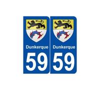 59 Dunkerque blason autocollant plaque stickers ville - Angles : arrondis