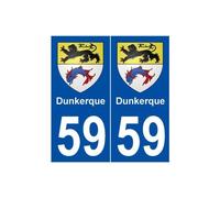 59 Dunkerque blason autocollant plaque stickers ville - Angles : droits