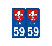 59 Lille blason autocollant plaque stickers ville - Angles : arrondis