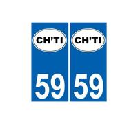 59 Nord autocollant plaque immatriculation auto département sticker logo ch'ti - Angles : droits