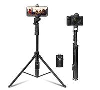 59 "" Perche Selfie Trépied à Ouverture Automatique avec Télécommande sans Fil, Support Téléphone Rotatif pour iPhone/Samsung-Noir