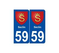 59 Seclin blason autocollant plaque stickers ville - Angles : arrondis