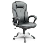 Fauteuil de bureau en cuir écologique - JANSPORT - Pivotant - Dossier haut - Noir - Accoudoirs rembourrés