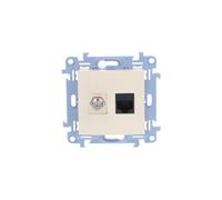 kontakt-simon Simon 59027878487774 CASFRJ455.01/41 Prise d'antenne + Prise PC Type F + RJ45 Cat.5e Crème