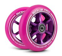 Roues de scooter - Soke - 110 mm - 2 pcs - Rose - ABEC 9 - Dureté 88A - Aluminium + PU - Pour surfaces dures