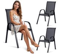 Sofotel Lot de 2 chaises de Jardin en Acier revêtu par pulvérisation et Textile - Métal Noir