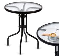 Sofotel Table de jardin ronde 60x71 cm - Acier revêtu, plateau en verre trempé - Noir