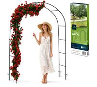 Plonos Arche de Rosier, tuteur, 240 cm, pour Plantes grimpantes, 4 ancrages au Sol, en Acier revêtu par pulvérisation, résistant aux intempéries et aux UV, Noir